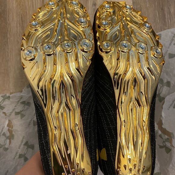 Under Armour Sprint Pro 3 Track and Field sprint spike Shoes black gold size 9 - Picture 6 of 8